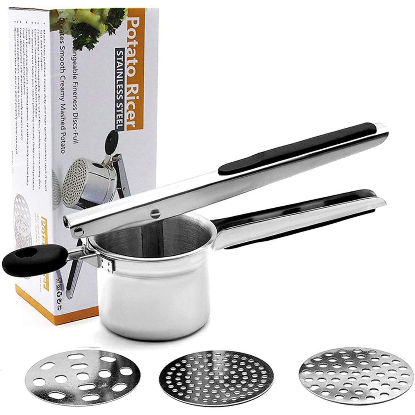 Stainless Steel Manual Potato Masher with Adjustable Discs
