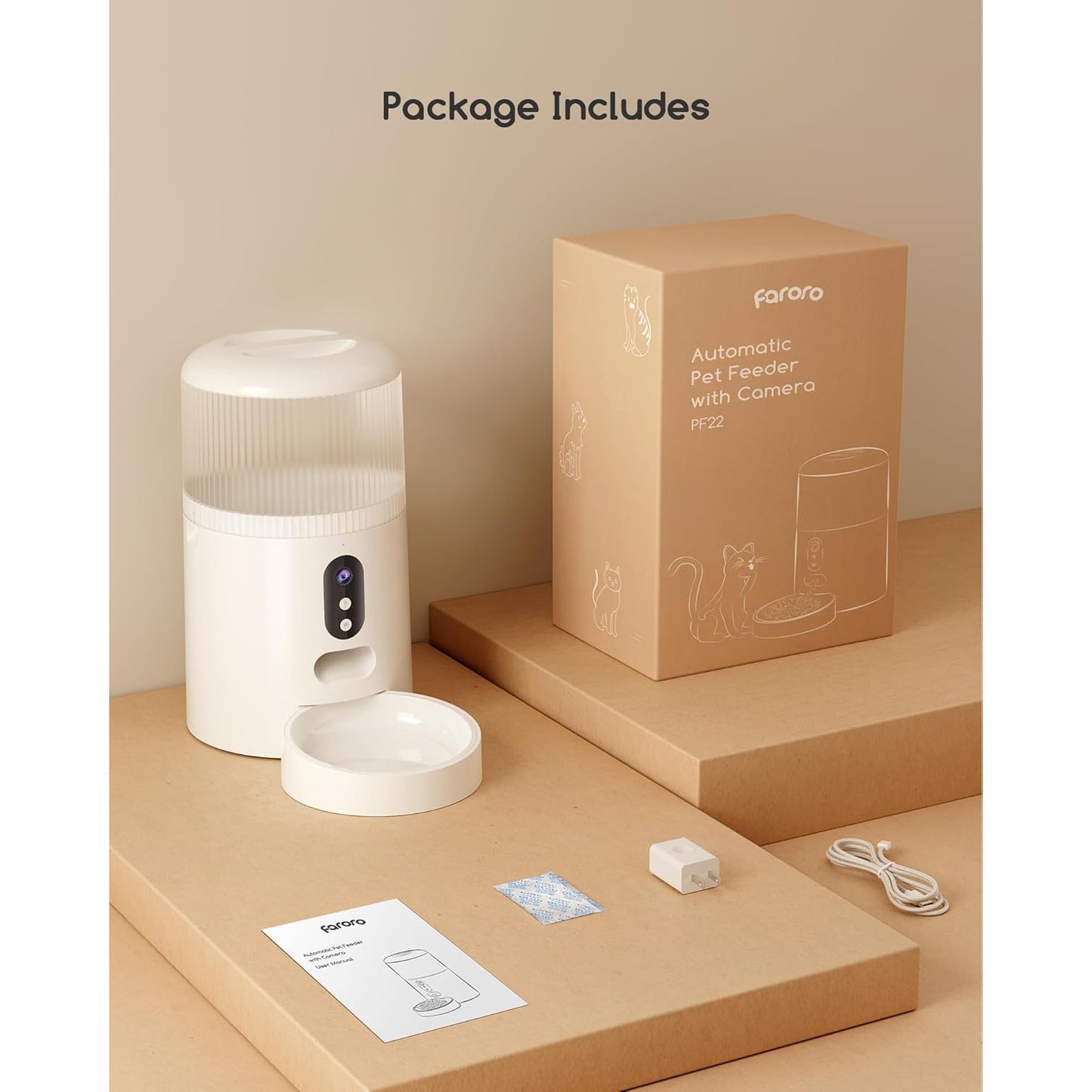 Faroro 4L Automatic Cat Feeder with 3MP Night‑Vision Camera