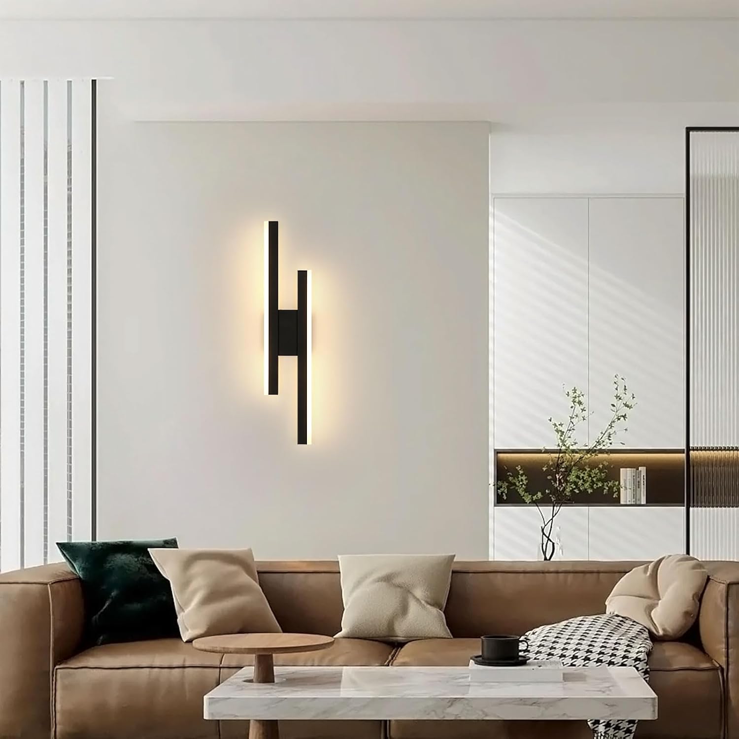 Comely Black LED Wall Light 16W IP44 Warm White 58cm