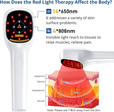 Zelvory Handheld Cold Laser Red Light Therapy Device 808nm 650nm for Humans Dogs Pain Relief
