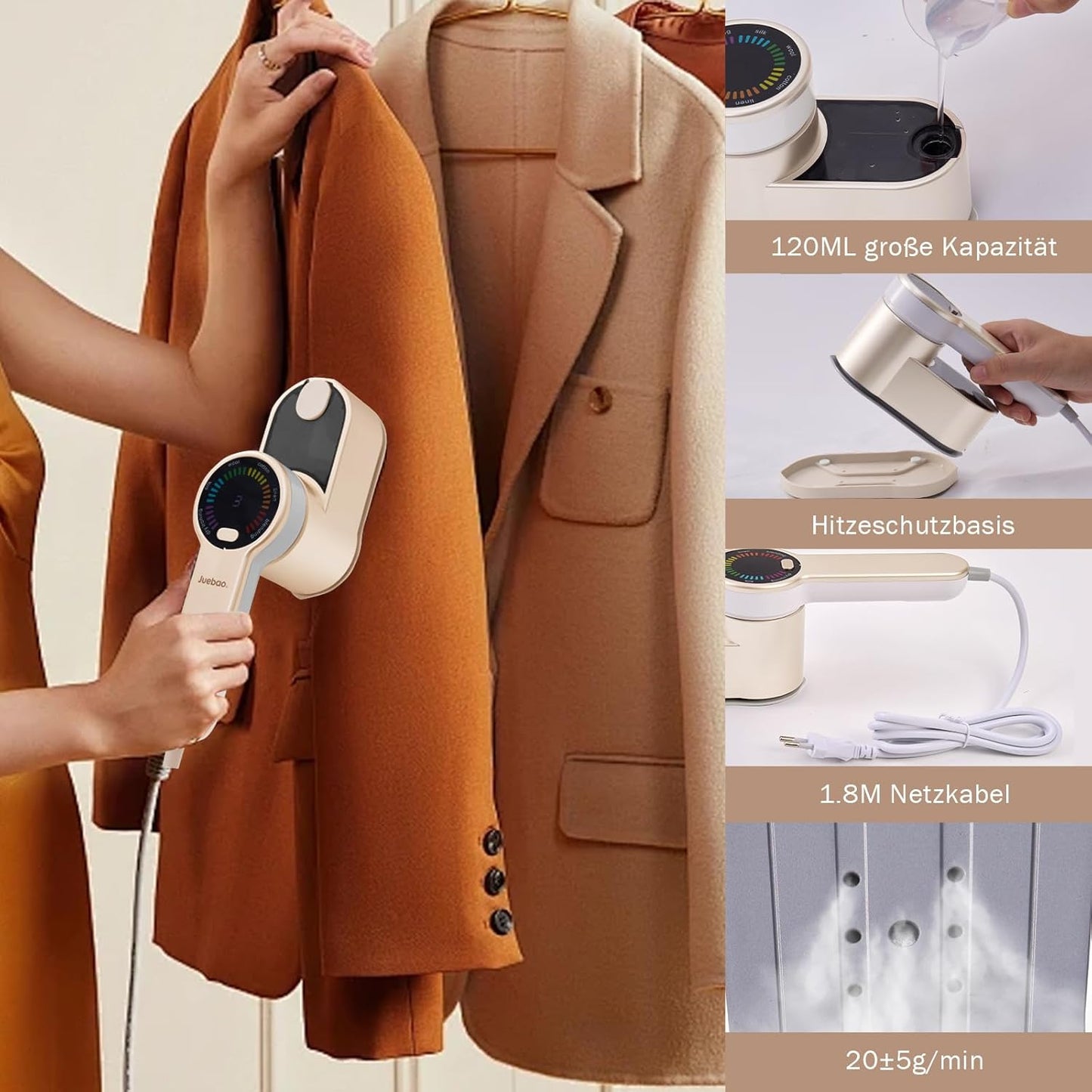 Portable 2-in-1 Travel Steam Iron 1200W with 120ml Tank