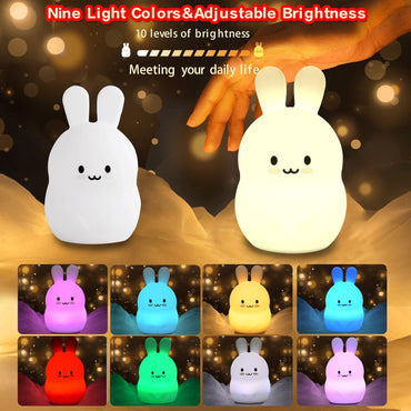 WHA&DARREN Rabbit Silicone Kids Night Light with Remote