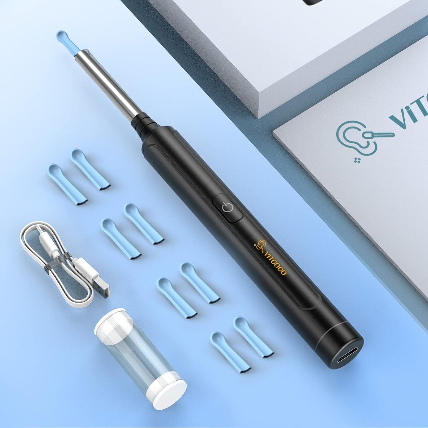 VITCOCO Wireless Ear Wax Removal Otoscope with 1296P HD Camera