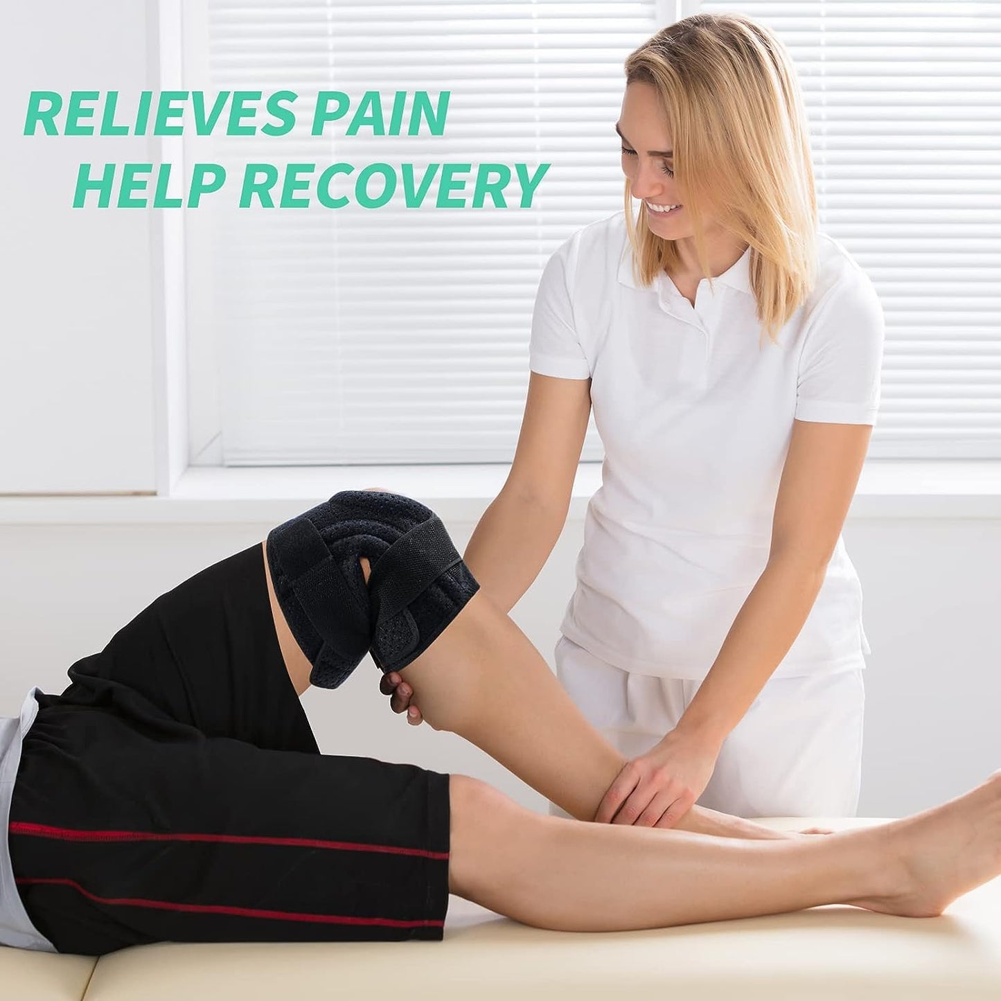 ABYON Adjustable Knee Brace for Pain Relief with Stabilizers (L/XL)