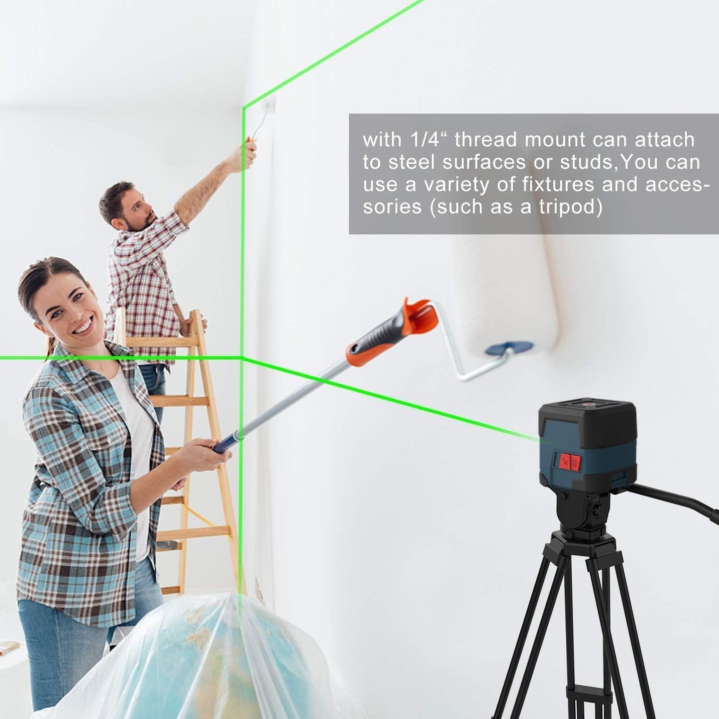 RockSeed Green Laser Level: 360° Rotating Cross Line, Self-Leveling, IP54