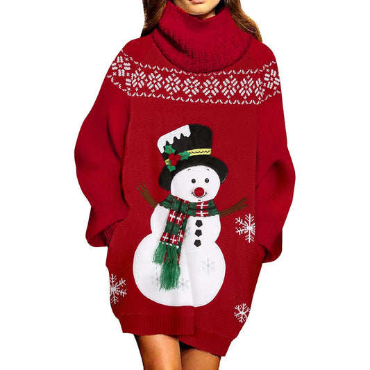 Viottiset Oversized Long Sleeve Pullover Dress with Turtleneck