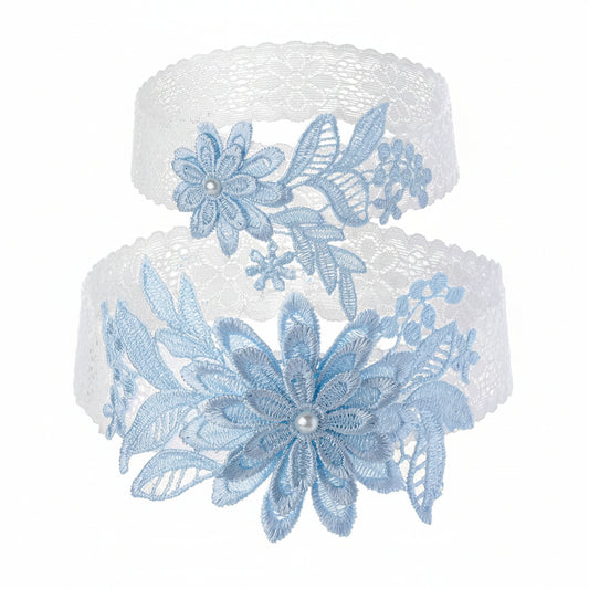 Florry Wedding Garter Blue Lace Bride Set 2PCS