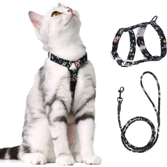 PETTOM Floral Cat Harness and Leash Set - Escape Proof Design - Gomix Brands Outlet