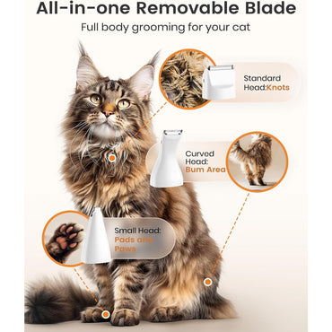oneisall 3-in-1 Low-Noise Cordless Cat Grooming Clippers Kit