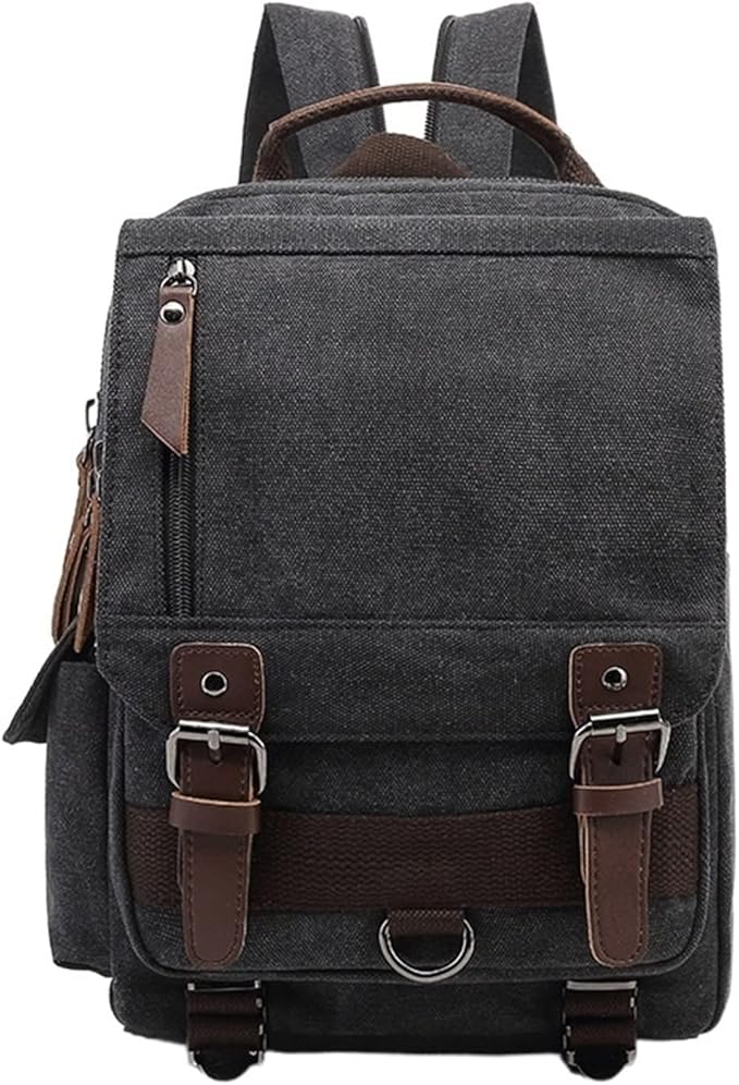 Vintage Canvas Military Rucksack 17‑Inch Retro Laptop Backpack – Yellow