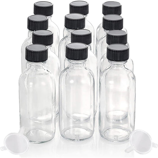 DIDITIME 12-Pack Mini Glass Shot Bottles with Funnel – 60ml