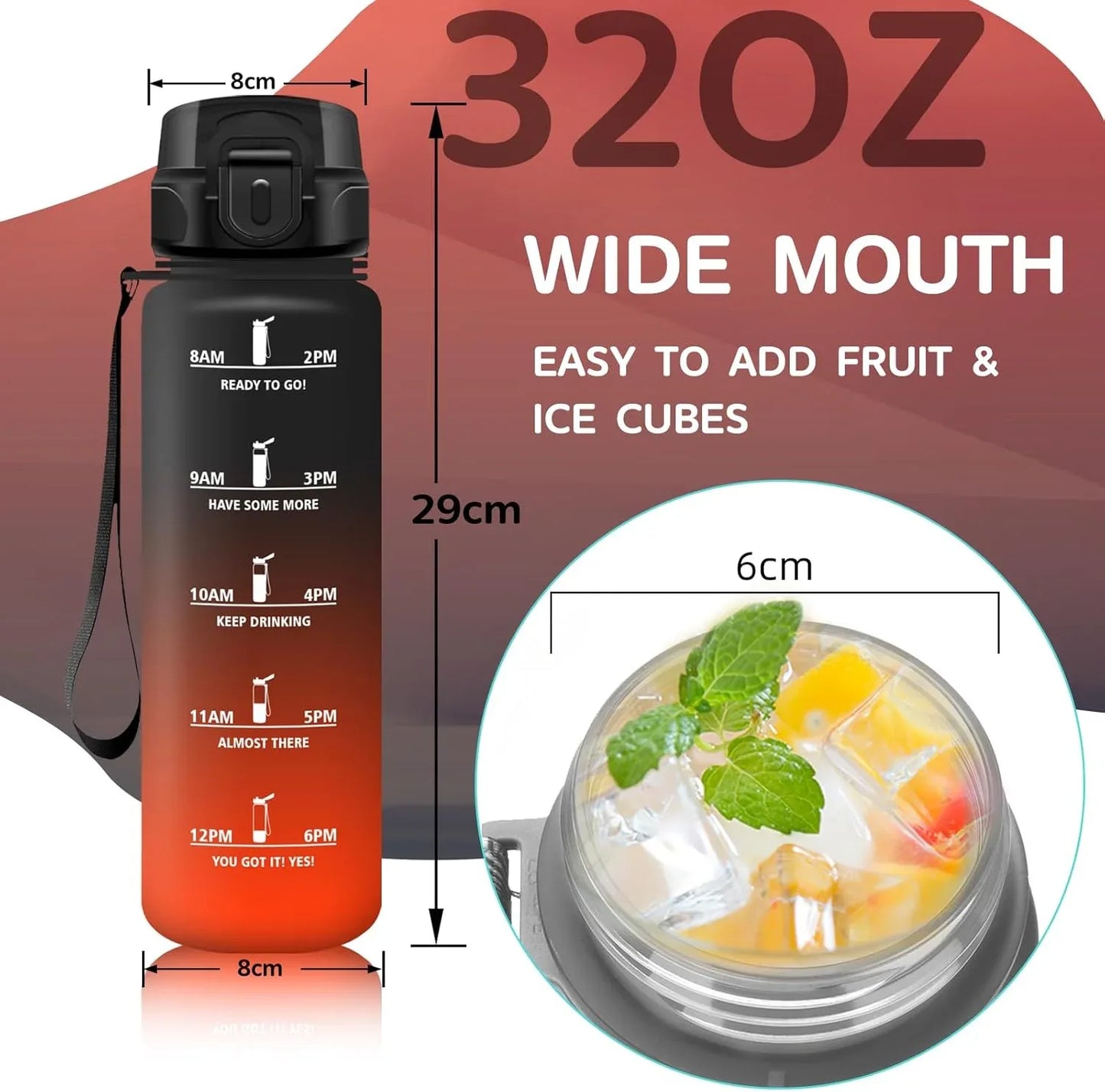 Grsta 1L Leak-Proof Sports Bottle with Filter and Timetable - Gomix Brands Outlet