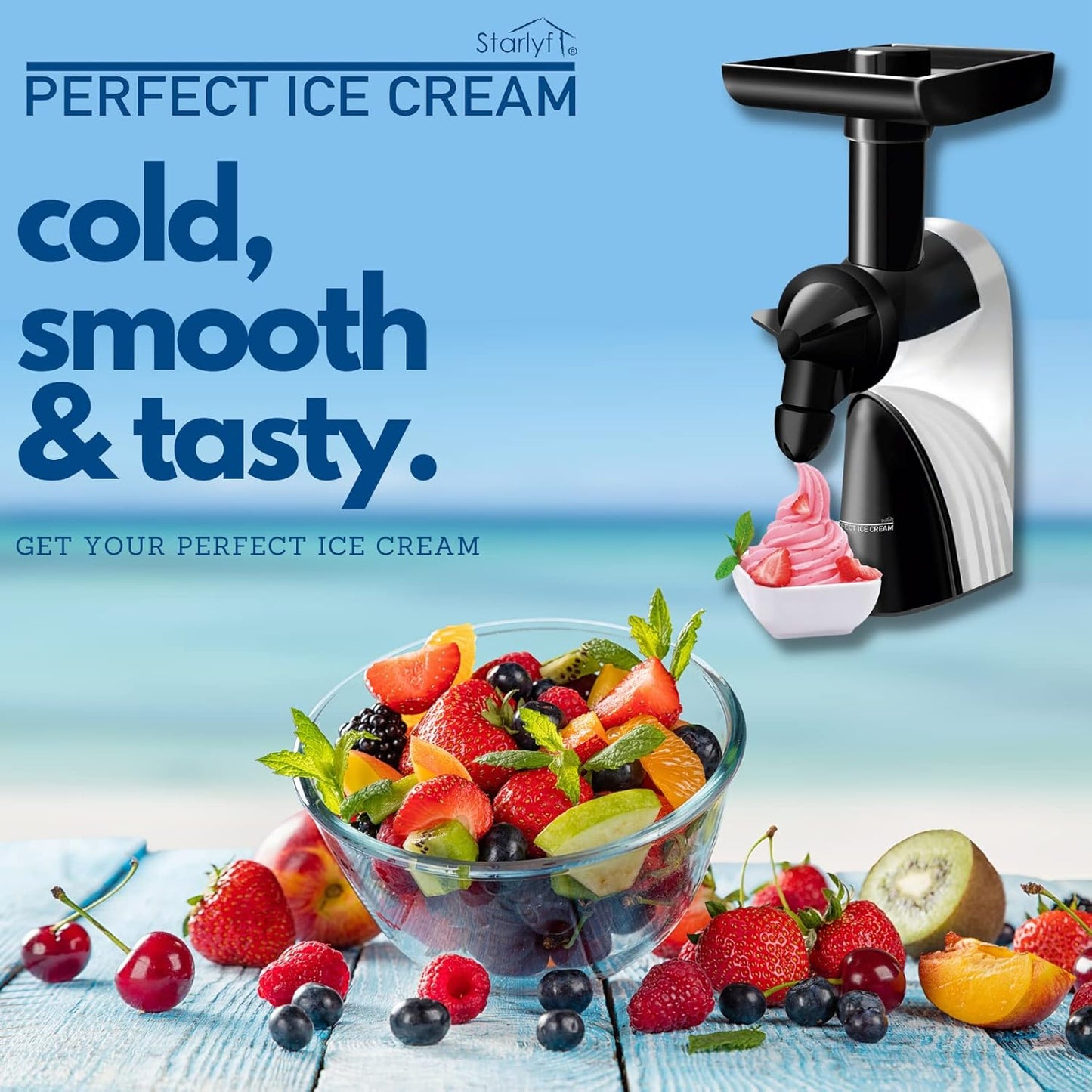 Starlyf Natural Ice Cream Maker with 6 Nozzles, Gluten-Free