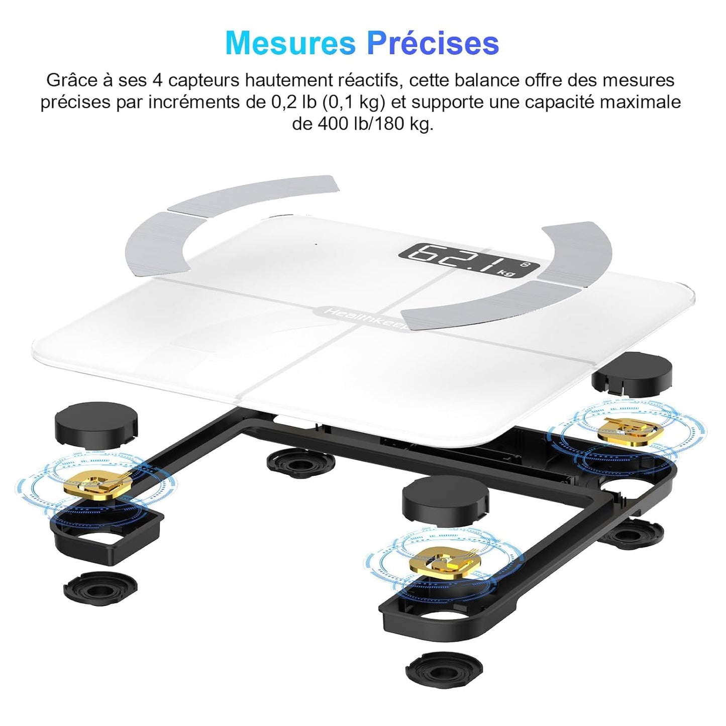 Healthkeep Smart Body Fat Scale, 13 Metrics, 400lb Bluetooth