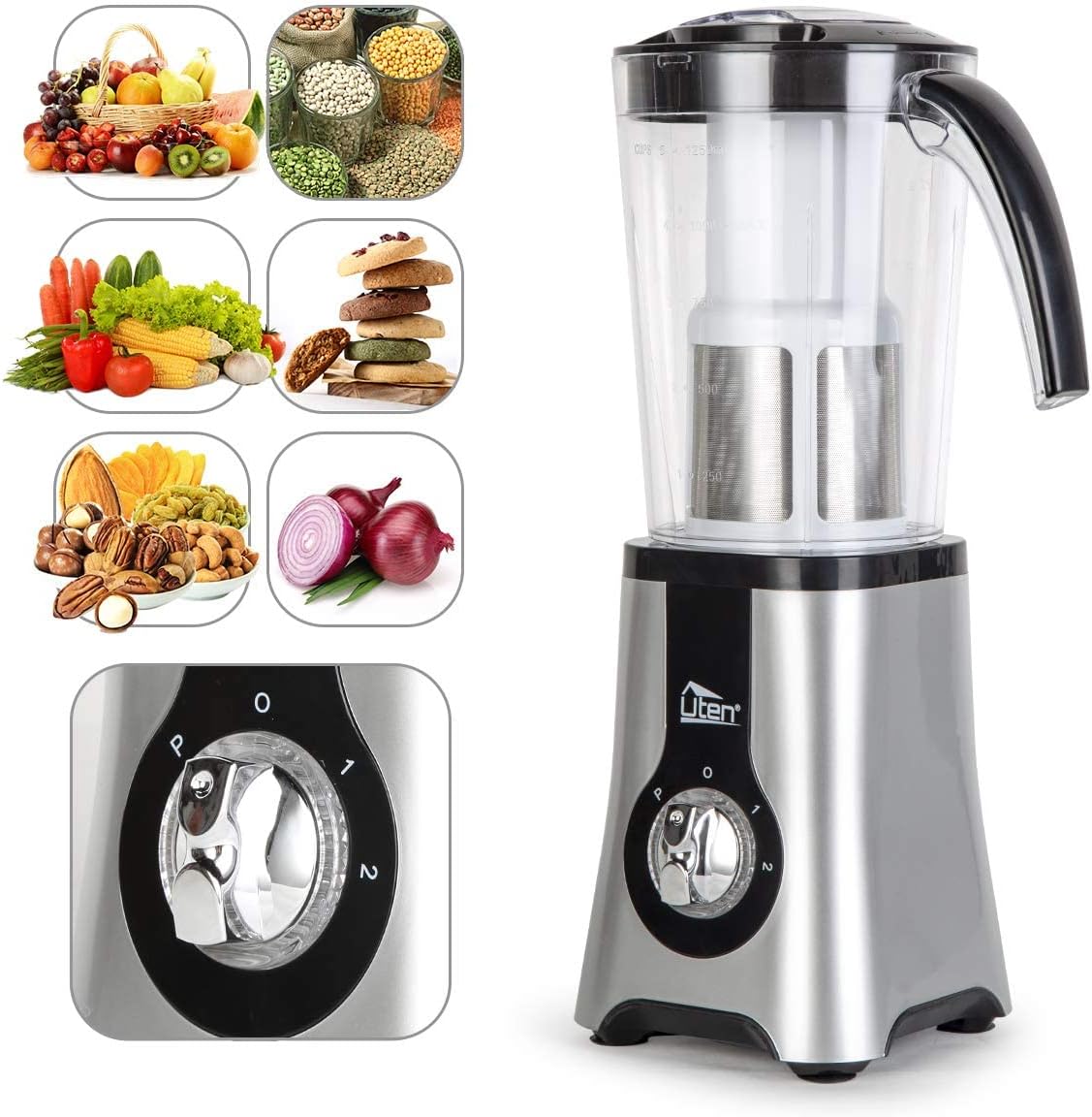 Uten 5-in-1 Multifunctional Smoothie Blender, Juicer, Grinder, Mixer, Ice Crusher