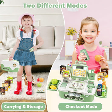 AquaFalcon Kids Pretend Cash Register Playset with Scanner and Money