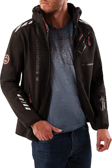 Geo Norway Men's Waterproof Breathable Softshell Jacket with Hood