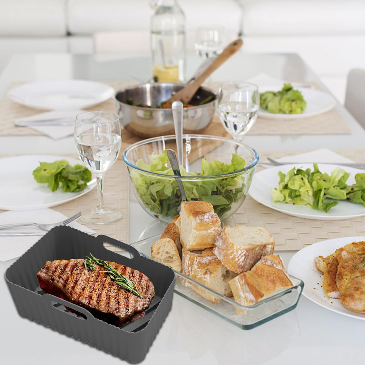 Air Fryer Liners for Ninja AF300 AF400 Silicone 20.5 x 20.5 cm