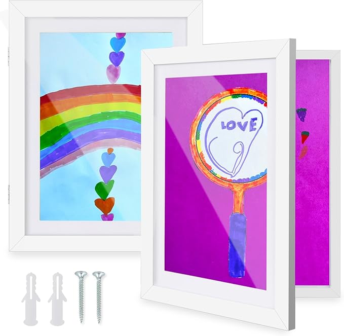 White Kids Art Frame with Storage for A4 Artwork