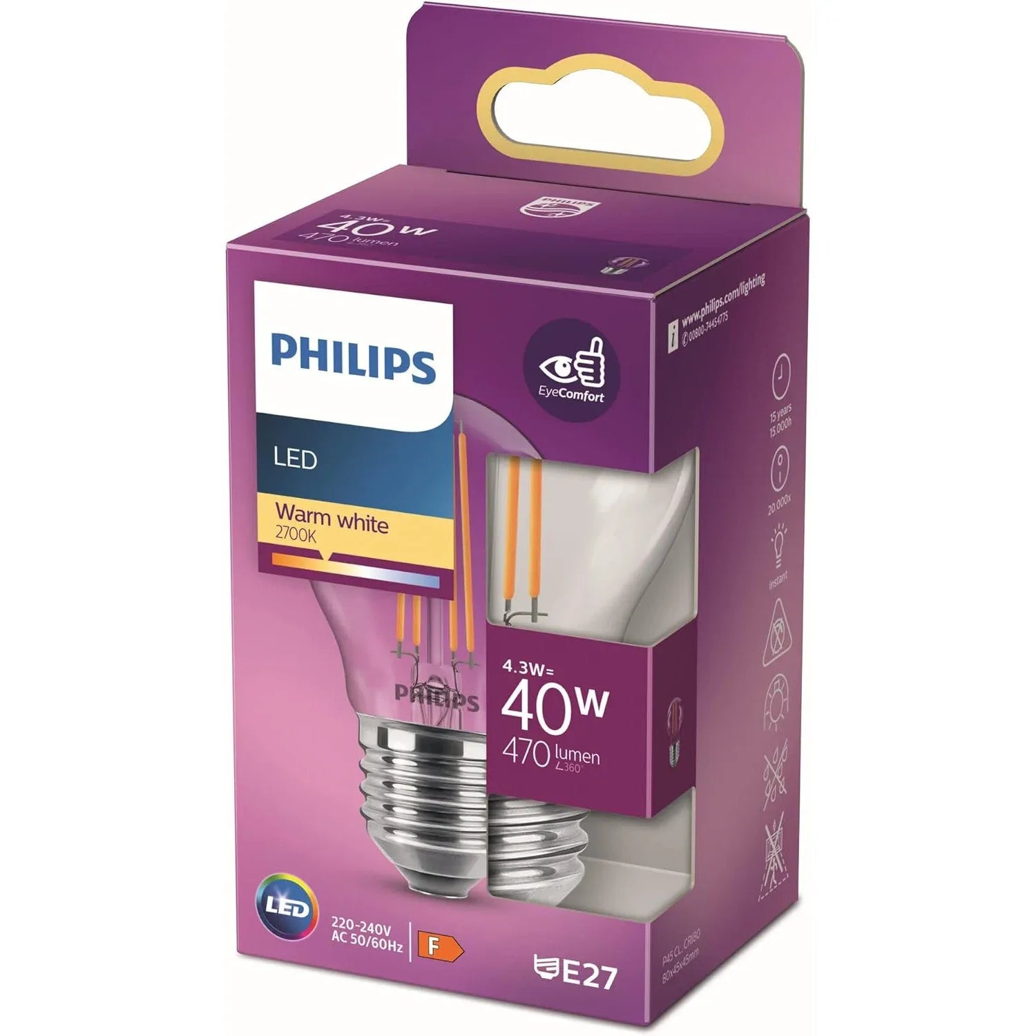 Philips Premium Classic Lustre LED Bulb 4.3W Warm White - Gomix Brands Outlet