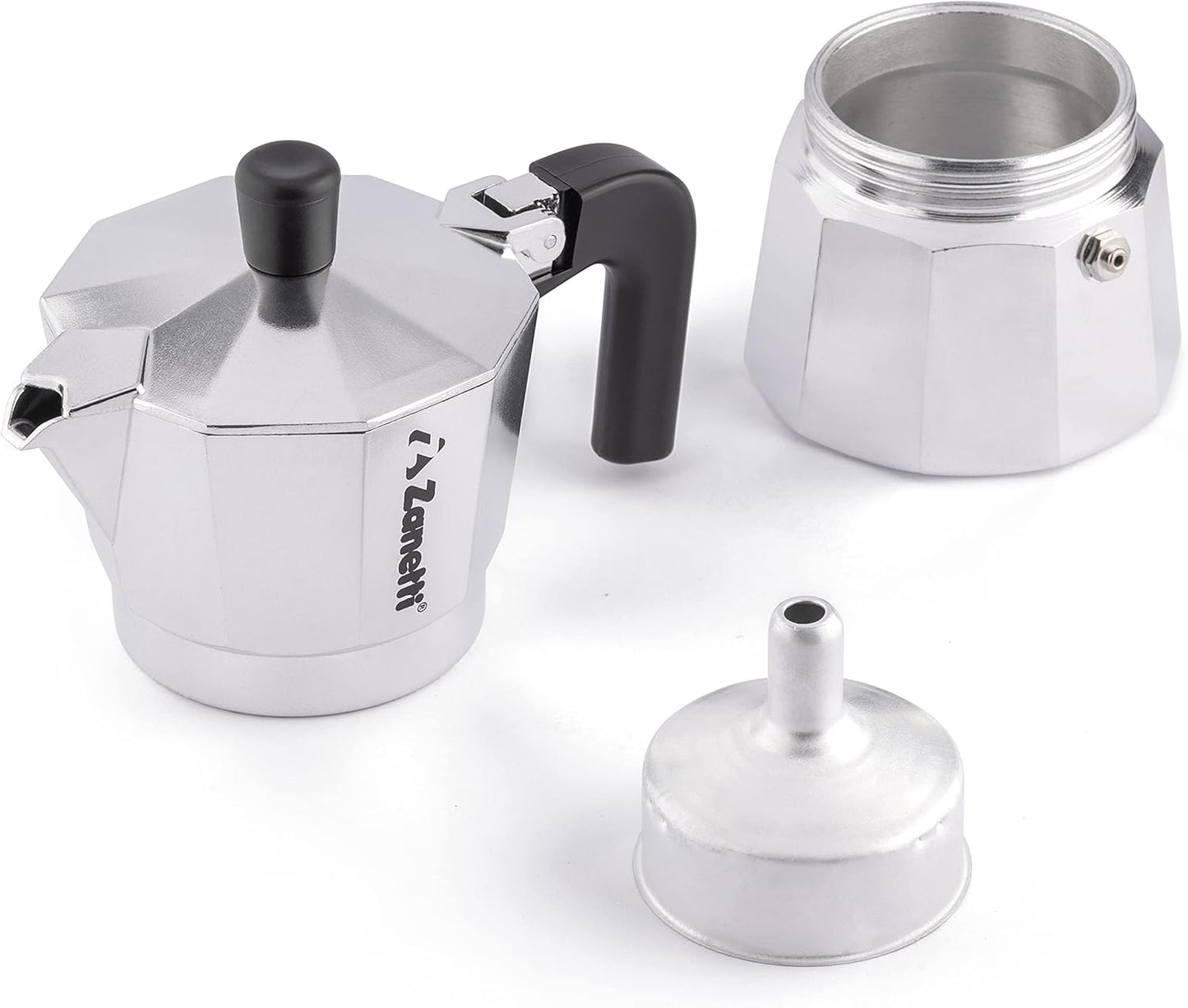 Zanetti Mama Aluminium Espresso Maker – 1‑Cup Moka Pot with Anti‑Drip