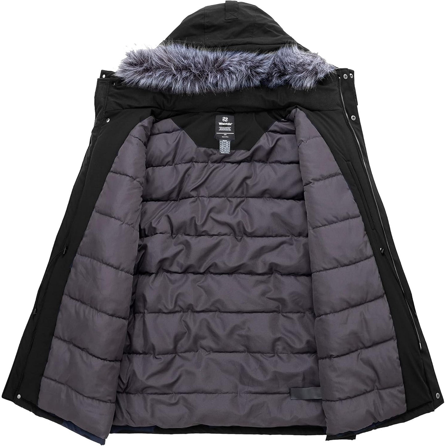 Wantdo Men's Big & Tall Winter Puffer Coat – Waterproof, Removable Hood, Long Parka