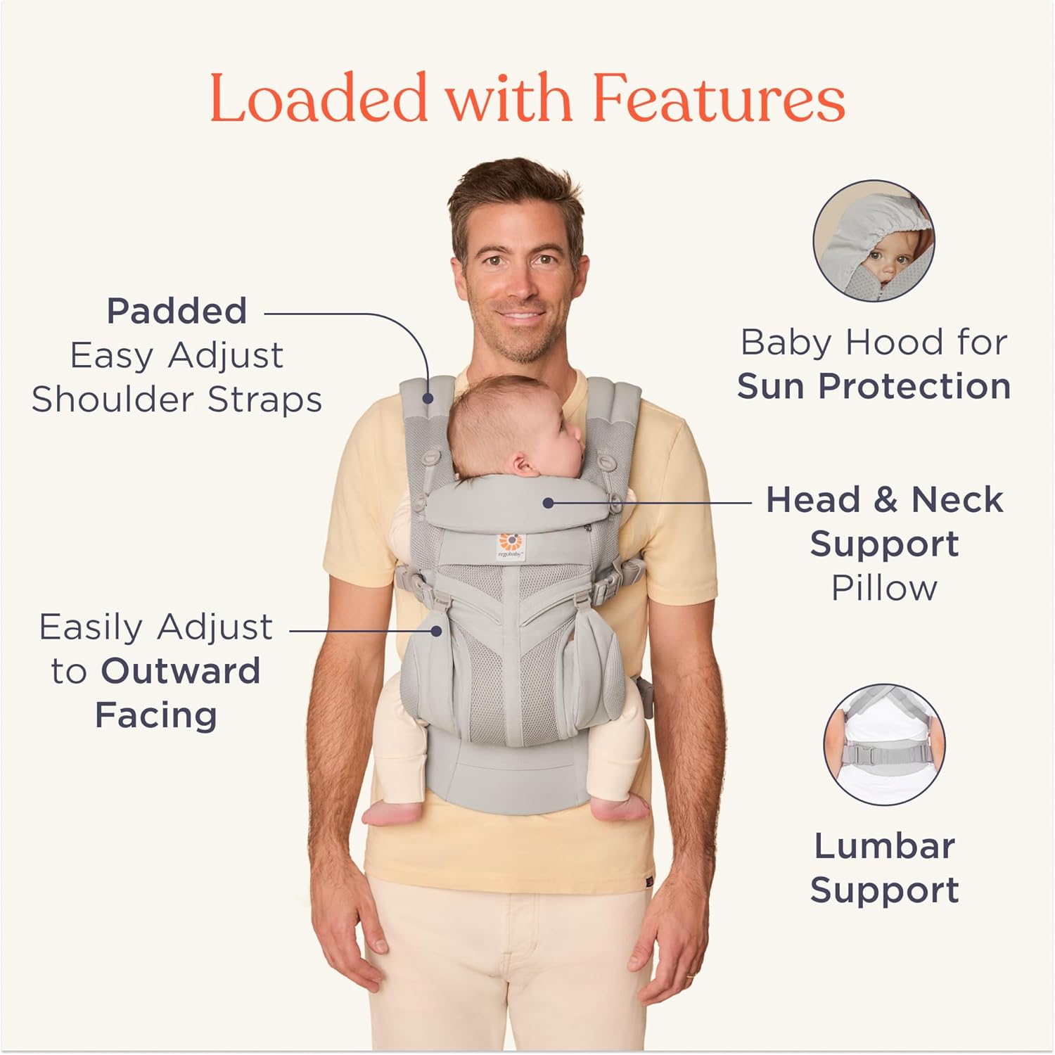 Ergobaby Omni 360 Cool Air Mesh Baby Carrier – Pearl Grey