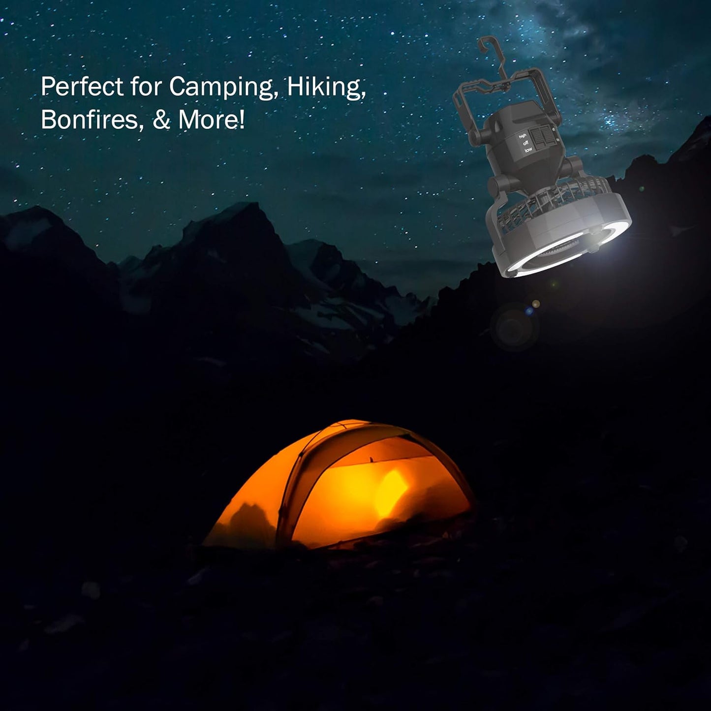 Portable LED Lantern with Fan: 2-in-1 Battery Powered Light and Cooling