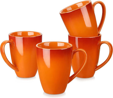 LOVECASA 4-Piece 550ml Orange Porcelain Mug Set – Large Capacity, Microwave & Dishwasher Safe - Gomix Brands Outlet