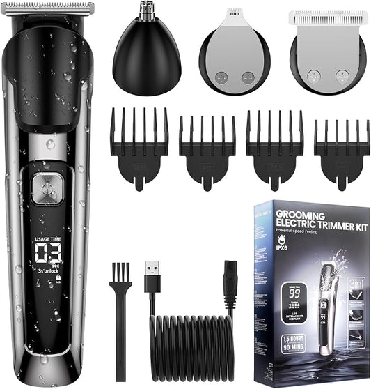 Vexloria elestyle-Barttrimmer 3-in-1 Men's Hair Beard Trimmer IPX6 Waterproof