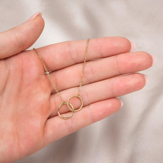 Suavell Interlocking Circle Sterling Silver Necklace – Best Friend Gift