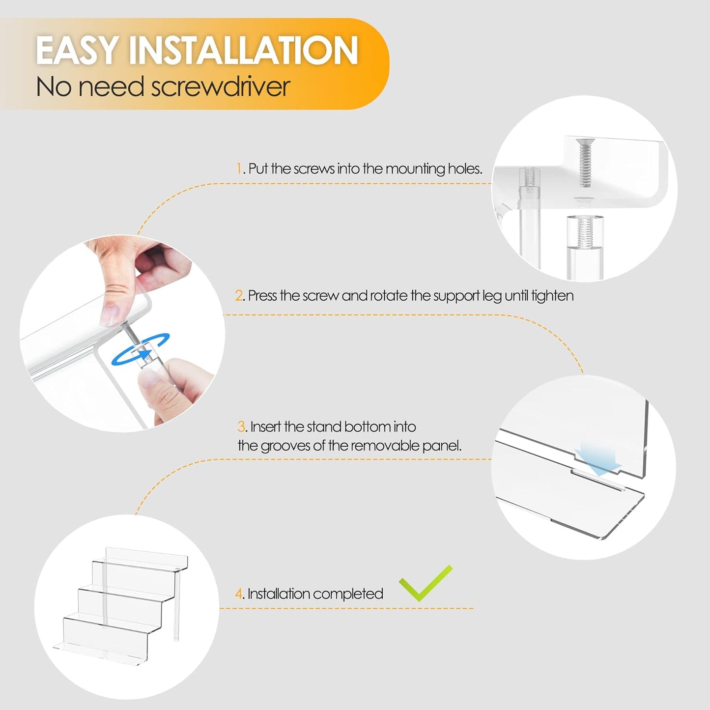 12‑inch Clear Acrylic 4‑Tier Display Stand with Removable Step