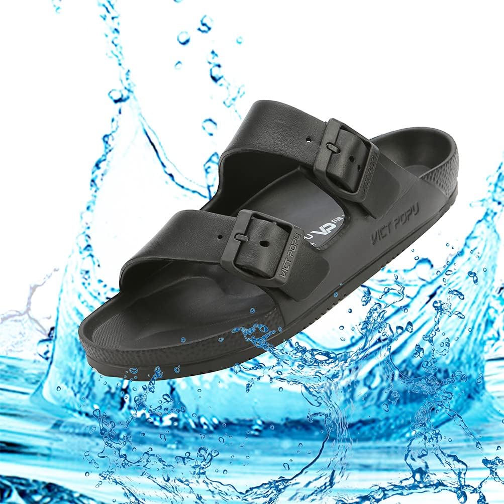 Adjustable Double Buckle Waterproof EVA Slides for Women