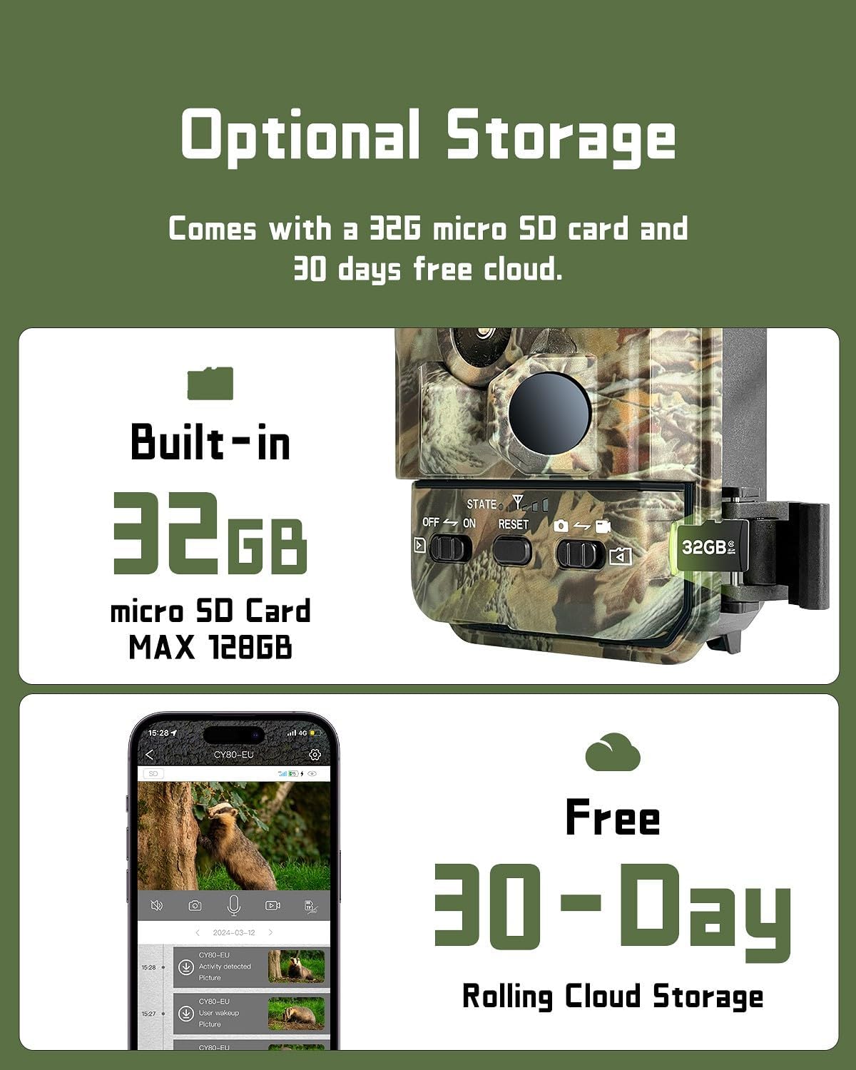 CEYOMUR 4G LTE Cellular Trail Camera: 2K HD Live Feed, Night Vision, Solar Powered