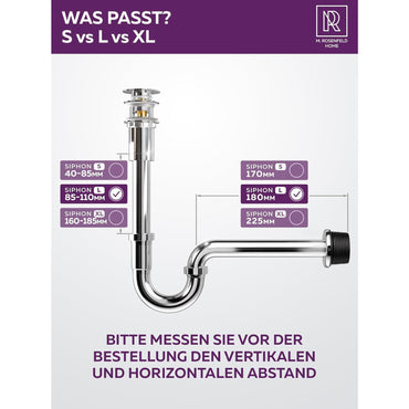 Adjustable Height Stainless Steel Bathroom Sink Siphon L 1-1/4 Inch