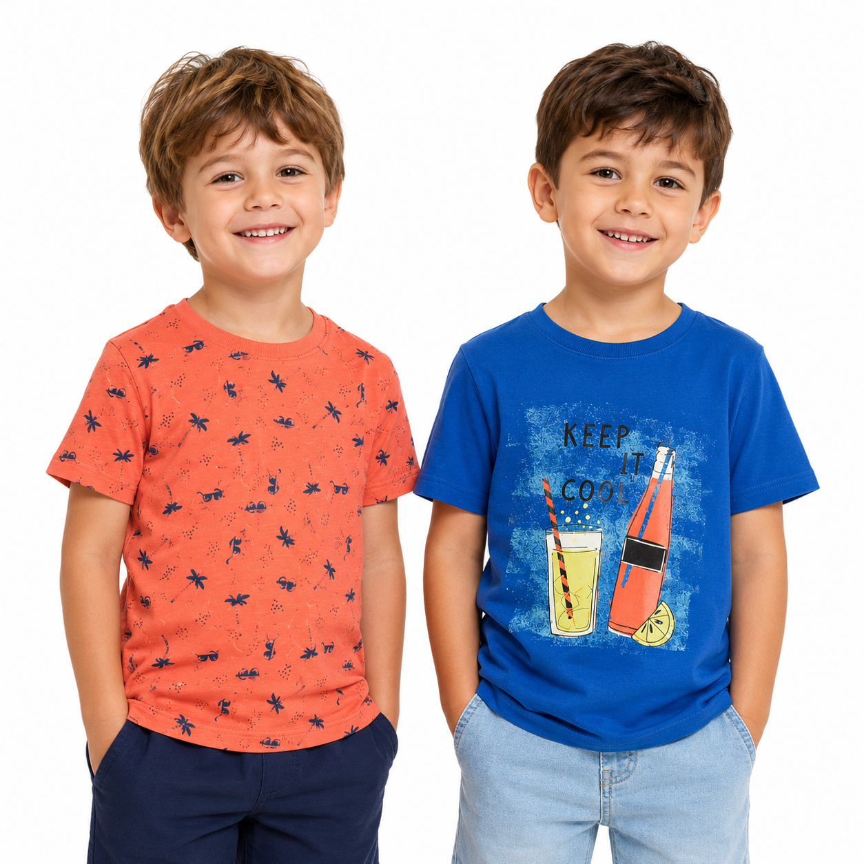 Lupilu Boys' Cotton T-Shirt 2-Pack