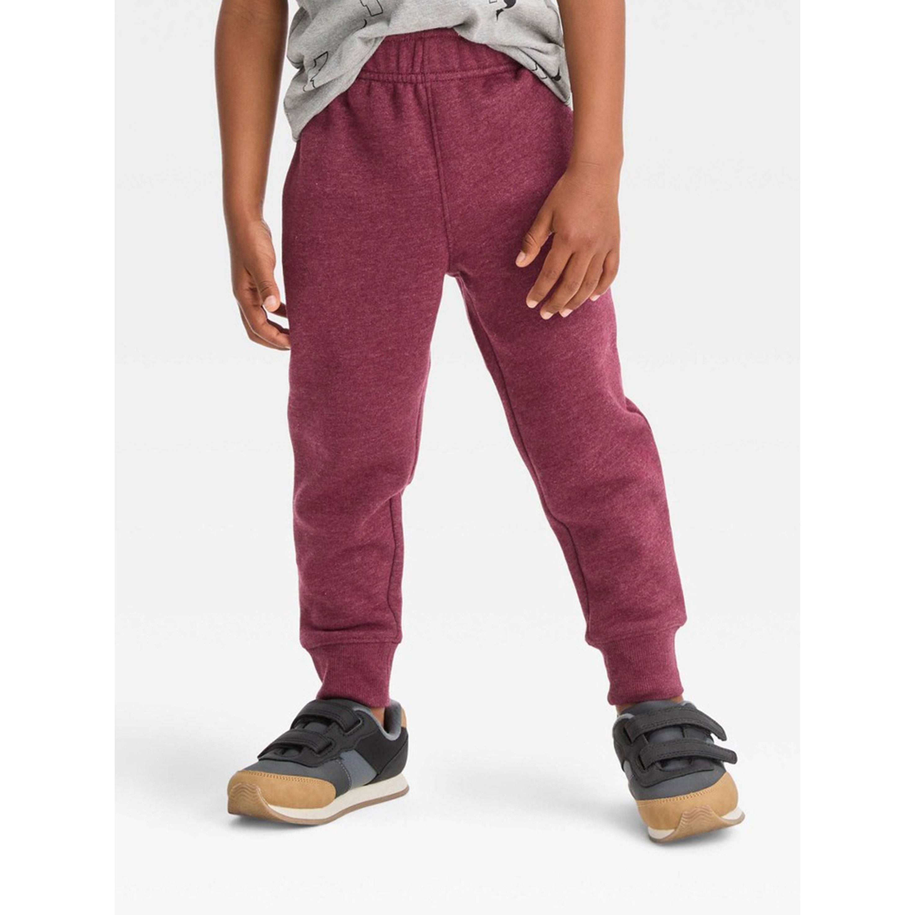 Kids Boy's Plain Solid Jogger Pant with Elastic Waistband, Burgundy