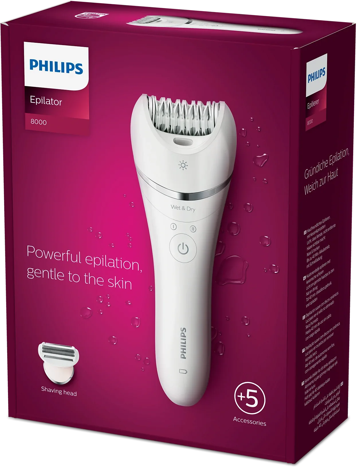 Philips Series 8000 Wet & Dry Epilator, Cordless With 5 Accessories BRE710/00 - Gomix Brands Outlet