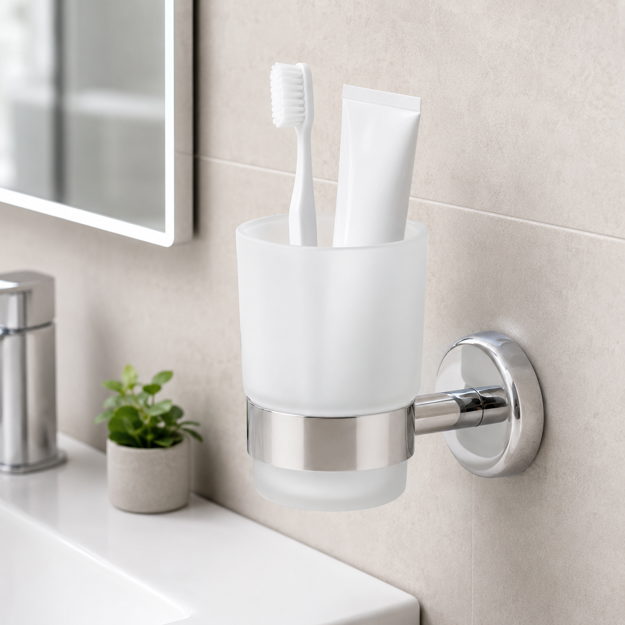 Livarno Home Bathroom Accessories Toothbrush Cup Stainless Steel