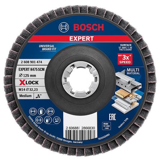 Bosch EXPERT N475 SCM X-LOCK Flap Disc for High-Speed Metal Finishing