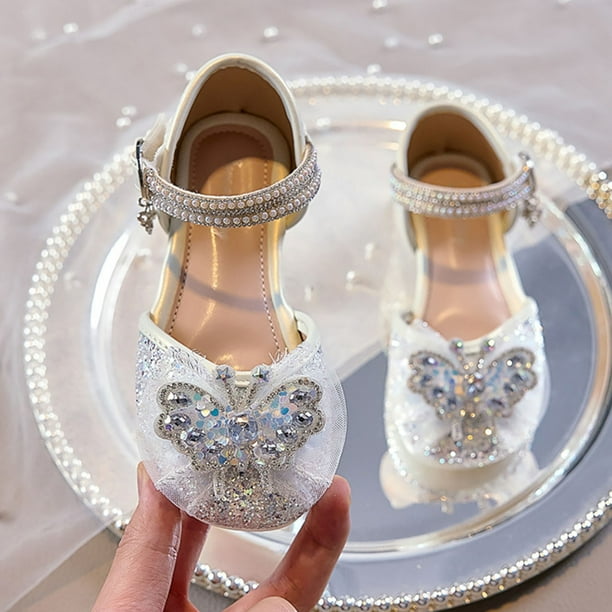 Babcutegg Girls' White Glitter Crystal Sandals: Elegant Toddler Dress & Casual Shoes