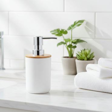 Livarno Home Standing Manual Soap Dispenser Plastic Bamboo 280ml