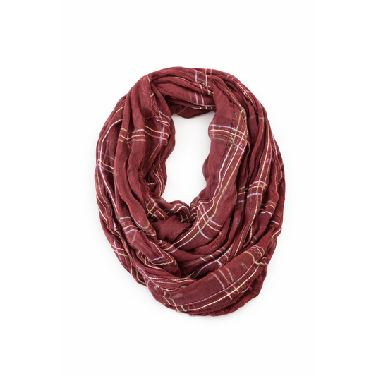 Mixit Burgundy Plaid Infinity Scarf Versatile Multi-Way Wrap Shawl Scarf