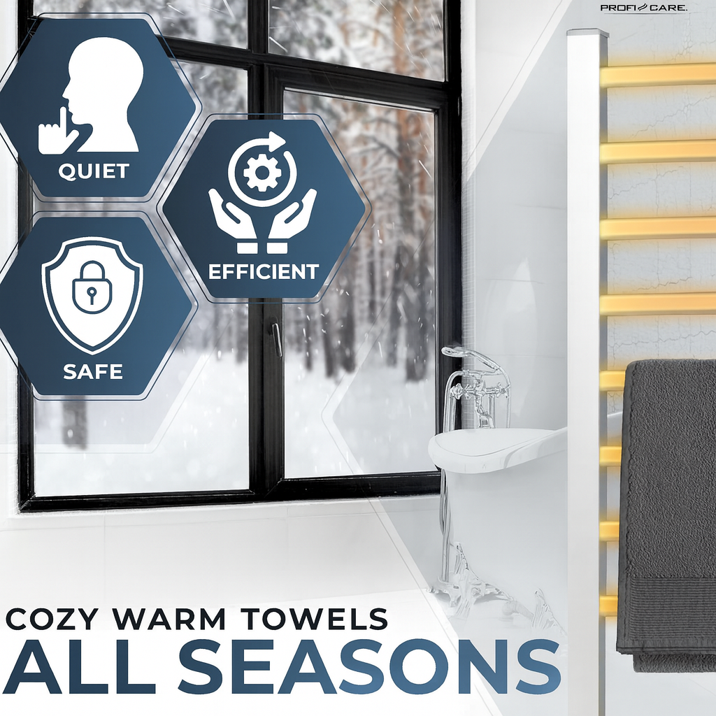 ProfiCare Electric Towel Rail No-Drill 125W Wall-Mount & Stand