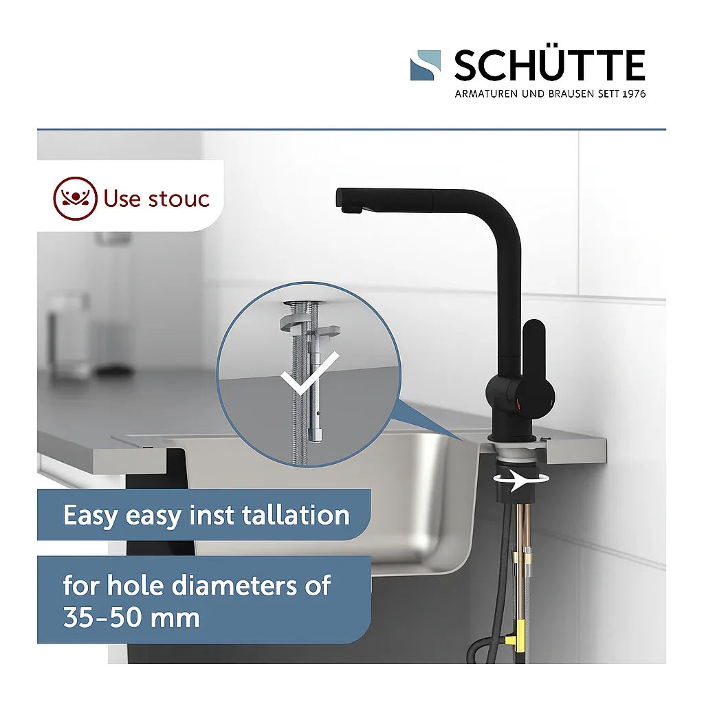 Schutte London Matte Black Kitchen Faucet with Pull-Out Spray Head - Gomix Brands Outlet