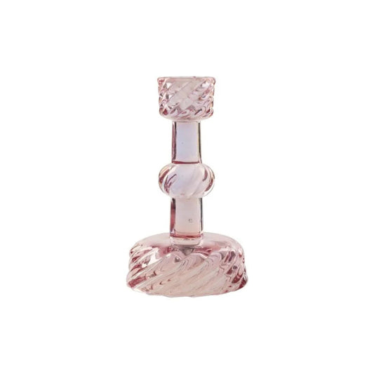 Livarno home Elegant Red Glass Candlestick Holder