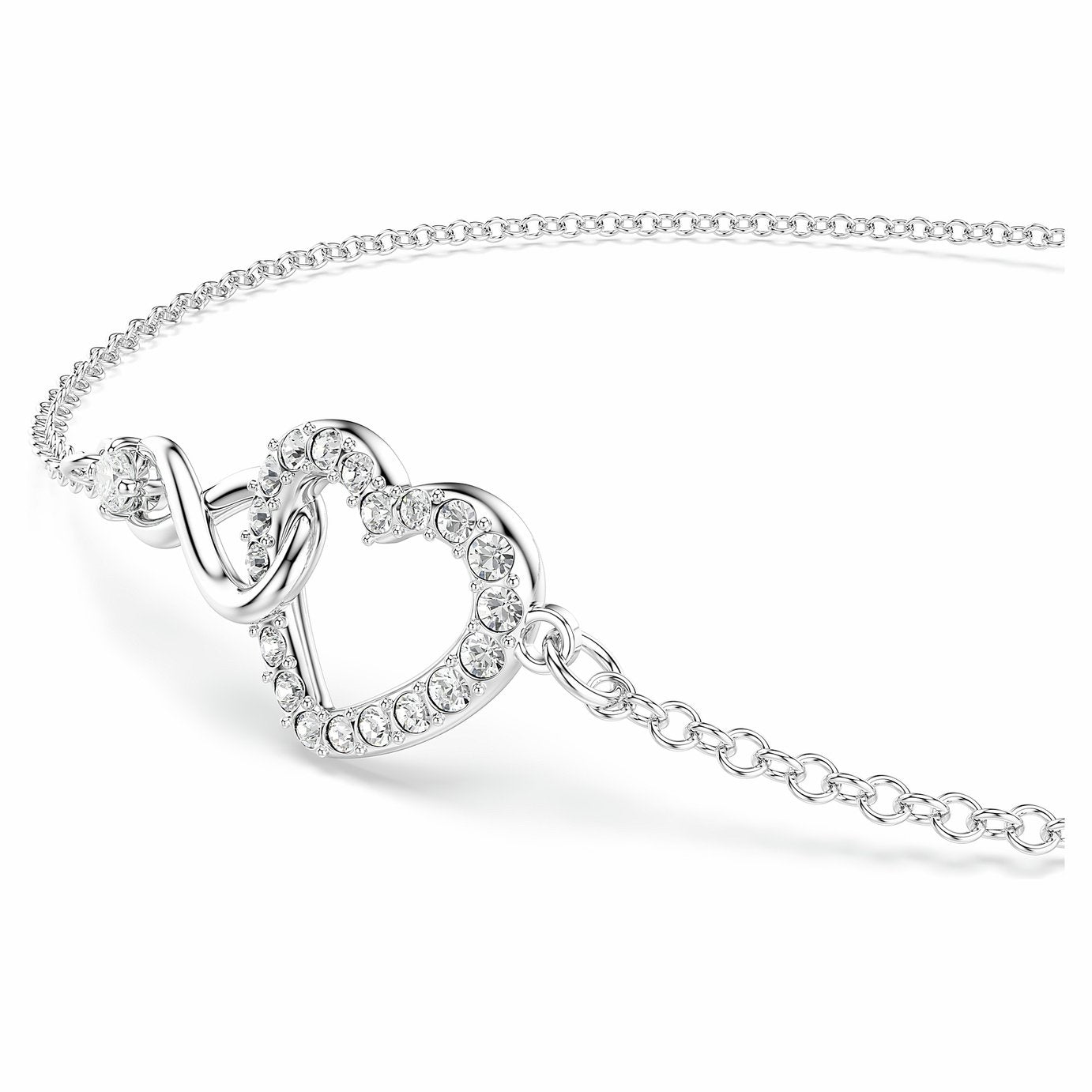Swarovski Rhodium Plated Infinity Heart Crystal Bracelet - Elegant Women's Jewelry Gift