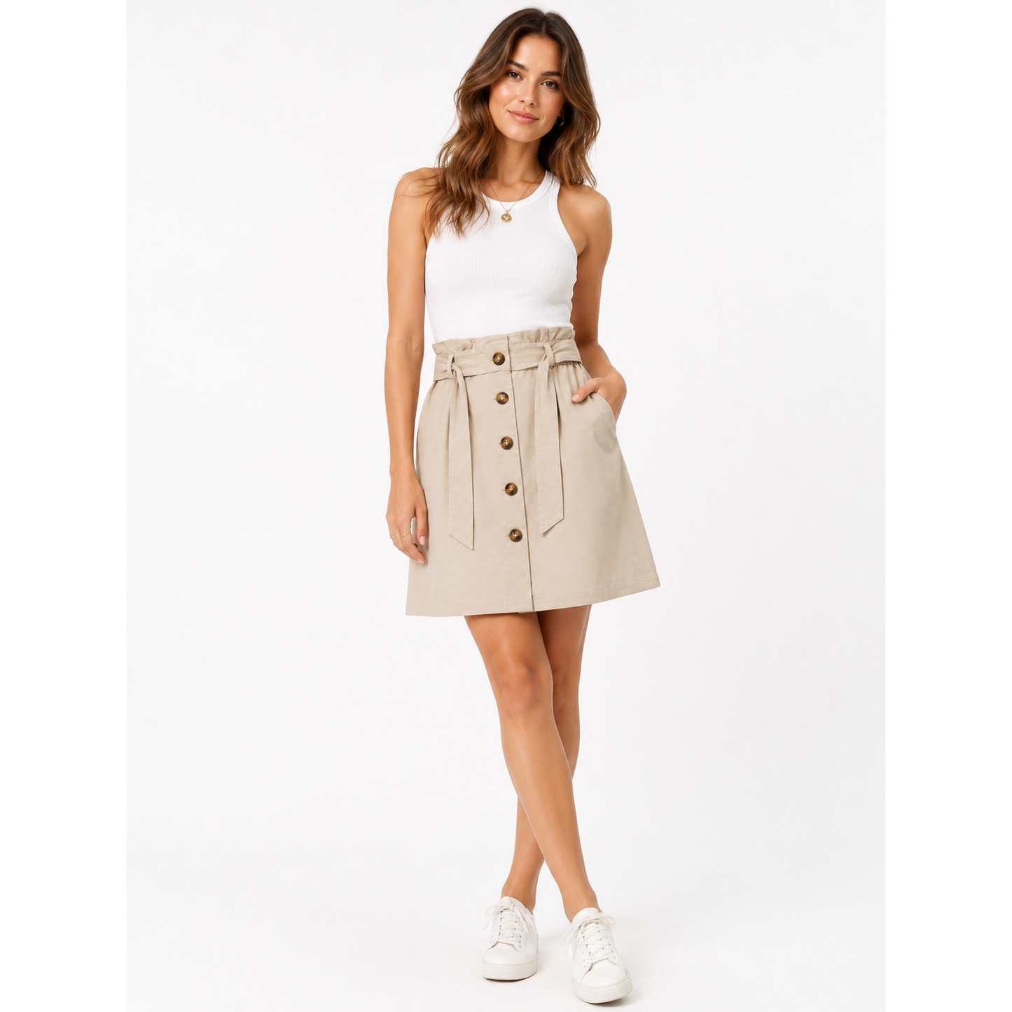 esmara Linen Midi Skirt Front Buttons