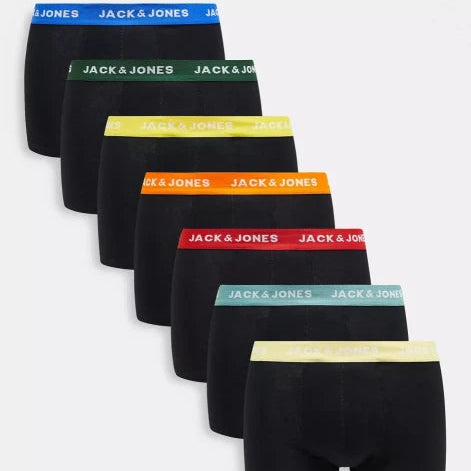 Jack & Jones Men's Vito Solid Black Boxer Briefs - 7-Pack Comfort
