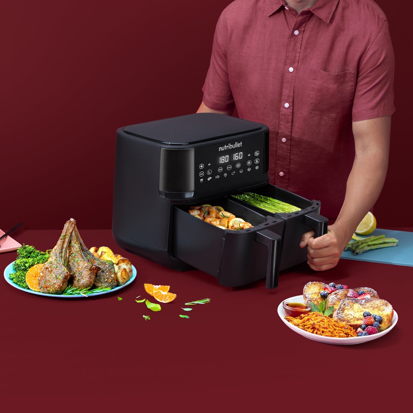 Nutribullet NBA081B 8L Twin Drawer Air Fryer Black
